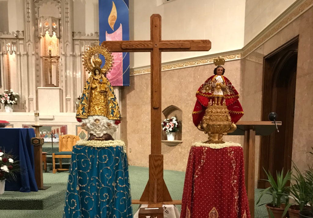The Jubilee Cross -- a replica of the cross Ferdinand Magellan erected during the first Mass in the Philippines on March 31, 1521 -- and statues of Santo Nino de Cebu and Our Lady of Manaoag have been traveling throughout the archdiocese as part of a year-long jubilee pilgrimage marking the 500th anniversary of the arrival of the Gospel in the Philippines. The cross is pictured here at St. John the Evangelist Church in Bergenfield. (Photo courtesy of Msgr. Richard J. Arnhols)
