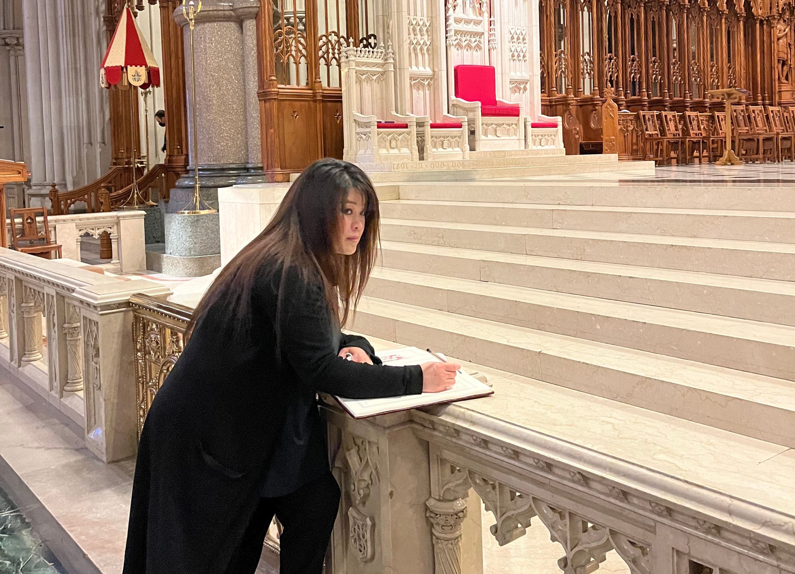 Thuy Vuong is preparing to receive the sacraments of initiation at St. Joseph of the Palisades Parish in West New York. Vuong recently participated in the Rite of Election at the Cathedral Basilica of the Sacred Heart in Newark. (Photo: Archdiocese of Newark/Marco Guerrero)
