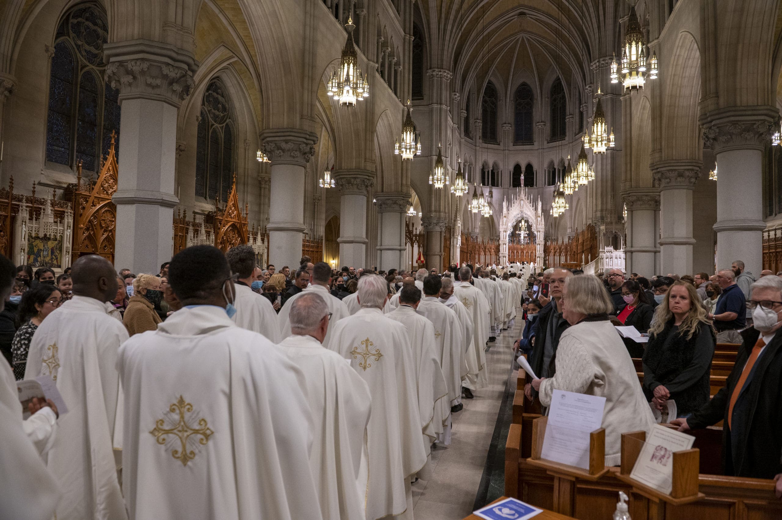 Cardinal Joseph W. Tobin, C.Ss.R., celebrated the Chrism Mass at the Cathedral Basilica of the Sacred Heart in Newark on April 11 with auxiliary bishops, priests, deacons, consecrated religious and lay faithful of the Archdiocese of Newark. (By Julio Eduardo for the Archdiocese of Newark).