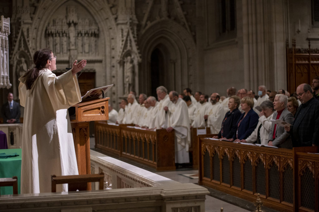 Cardinal Joseph W. Tobin, C.Ss.R., celebrated the Chrism Mass at the Cathedral Basilica of the Sacred Heart in Newark on April 11 with auxiliary bishops, priests, deacons, consecrated religious and lay faithful of the Archdiocese of Newark. (By Julio Eduardo for the Archdiocese of Newark).