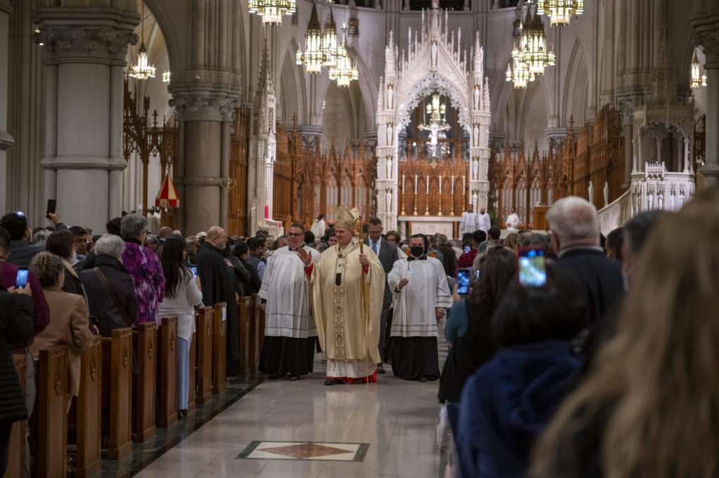 Cardinal Joseph W. Tobin, C.Ss.R., celebrated the Chrism Mass at the Cathedral Basilica of the Sacred Heart in Newark on April 11 with auxiliary bishops, priests, deacons, consecrated religious and lay faithful of the Archdiocese of Newark. (By Julio Eduardo for the Archdiocese of Newark).