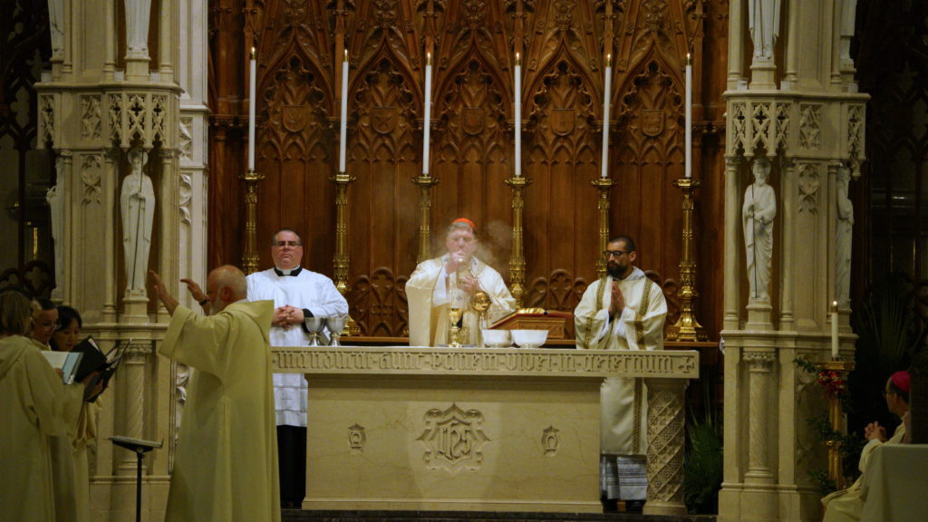 Cardinal Joseph W. Tobin, C.Ss.R., celebrated the Chrism Mass at the Cathedral Basilica of the Sacred Heart in Newark on April 11 with auxiliary bishops, priests, deacons, consecrated religious and lay faithful of the Archdiocese of Newark. (By Joe Jordan for the Archdiocese of Newark).