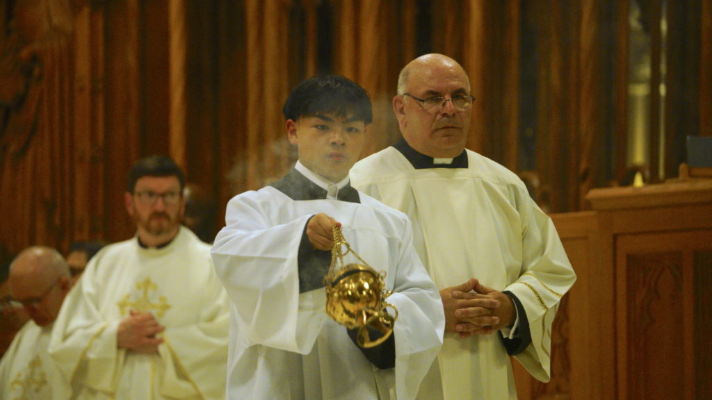 Cardinal Joseph W. Tobin, C.Ss.R., celebrated the Chrism Mass at the Cathedral Basilica of the Sacred Heart in Newark on April 11 with auxiliary bishops, priests, deacons, consecrated religious and lay faithful of the Archdiocese of Newark. (By Joe Jordan for the Archdiocese of Newark).