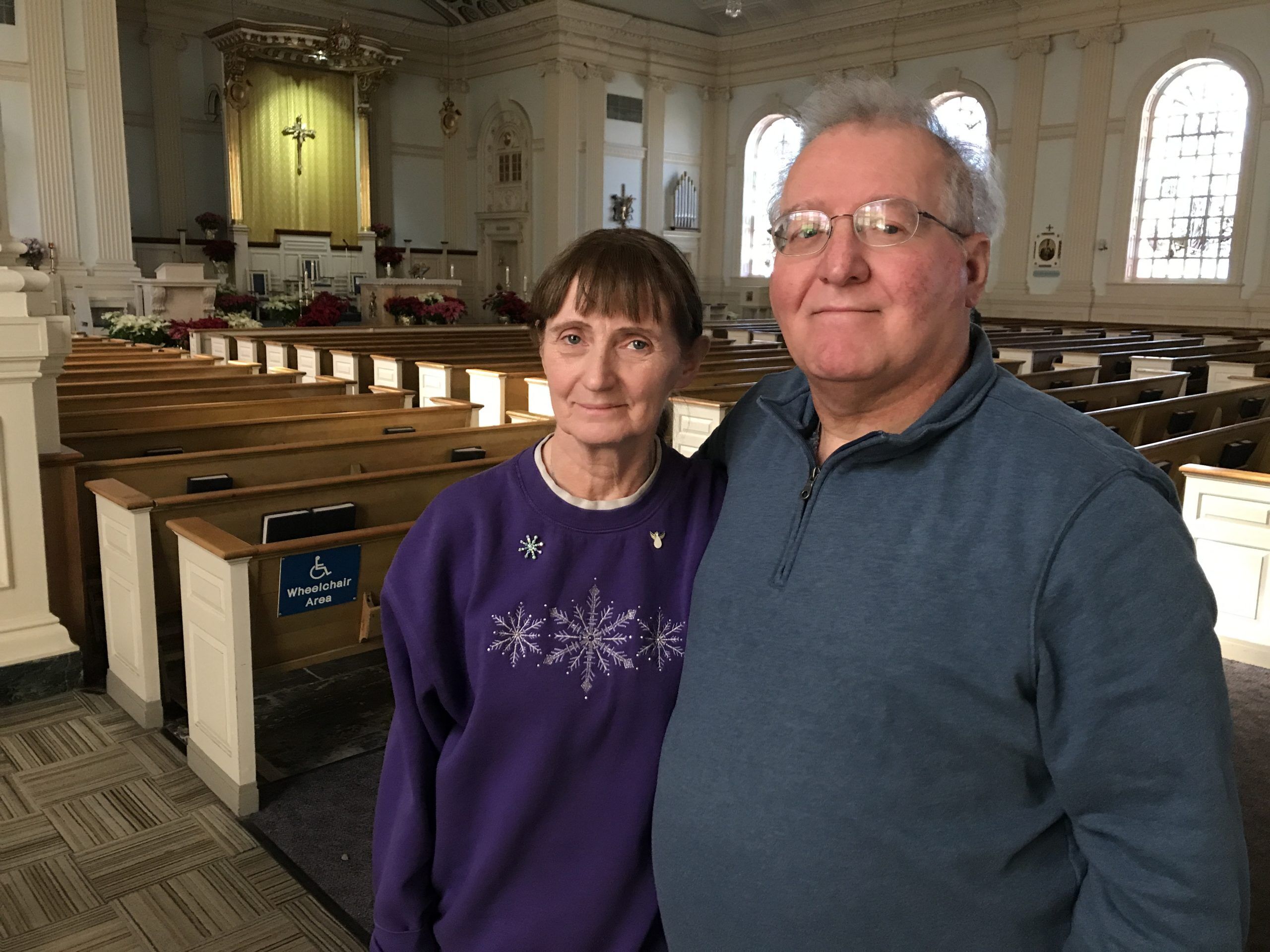 Bill and Marianne Mackey are pictured at Queen of Peace Church in North Arlington where the Mackeys serve and worship. (Photo by Jai Agnish/Archdiocese of Newark)