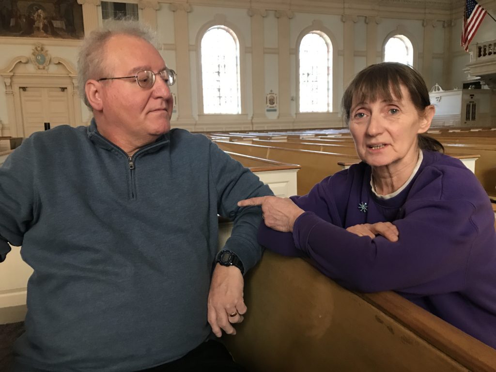 Bill and Marianne Mackey are pictured at Queen of Peace Church in North Arlington where the Mackeys serve and worship. (Photo by Jai Agnish/Archdiocese of Newark)