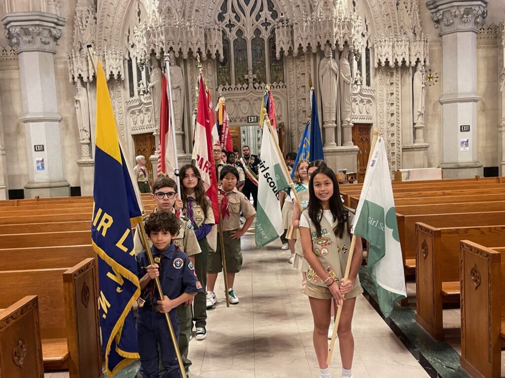 Scouts received Catholic religious recognitions and scouting awards on Scout Sunday, June 9th 2024.