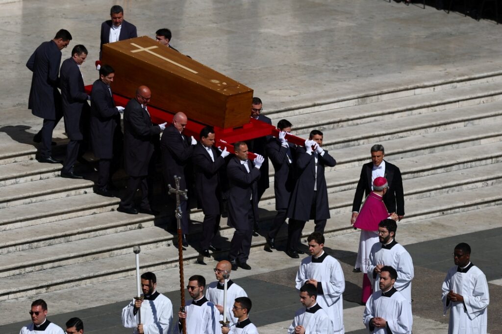 Pope francis coffin at funeral