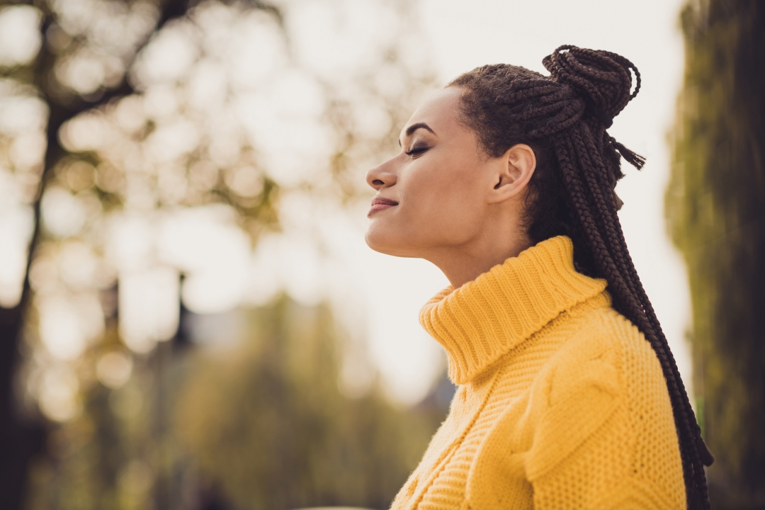 Woman happy inside