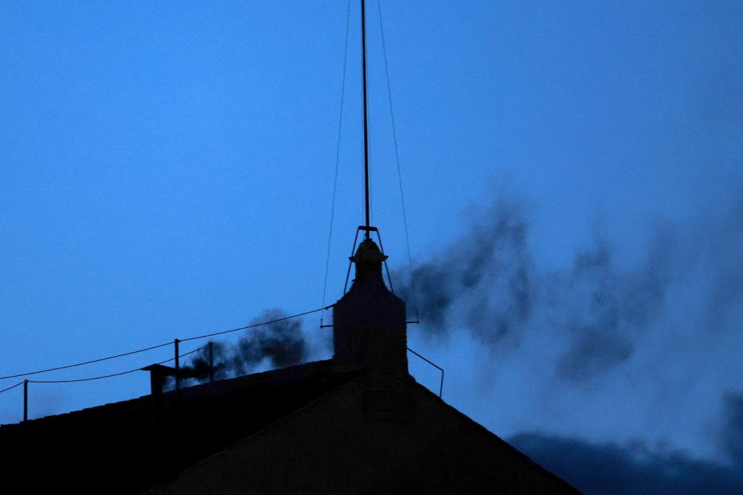 Black smoke chimney chapel