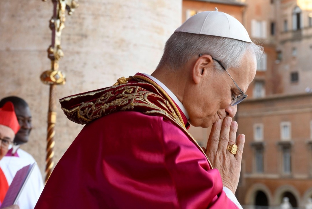Pope Leo XIV on balcony of St. Peter's Basilica after election