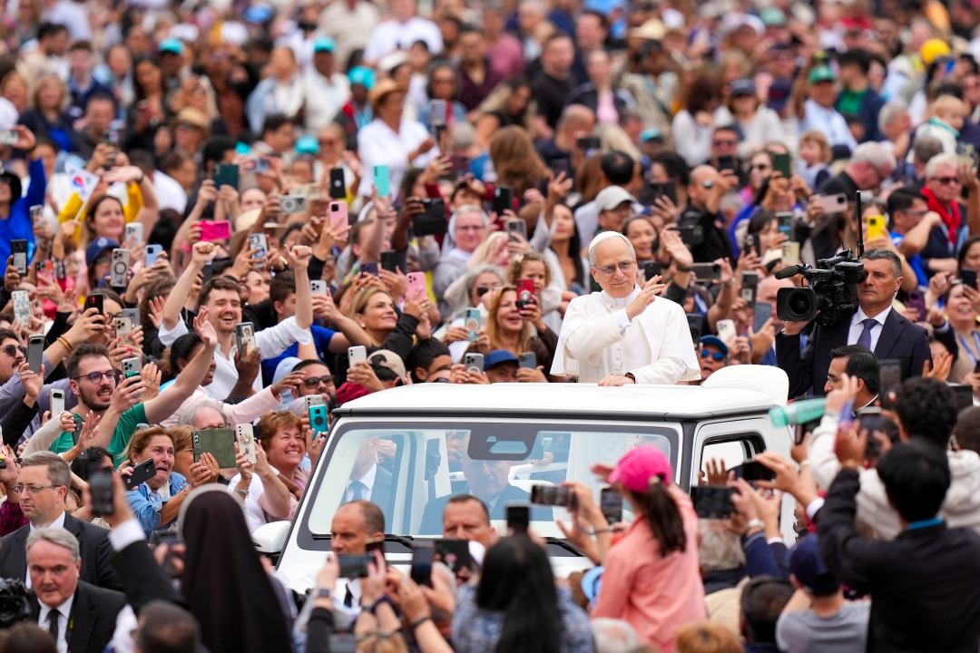 Pope Leo XIV popemobile before first audience