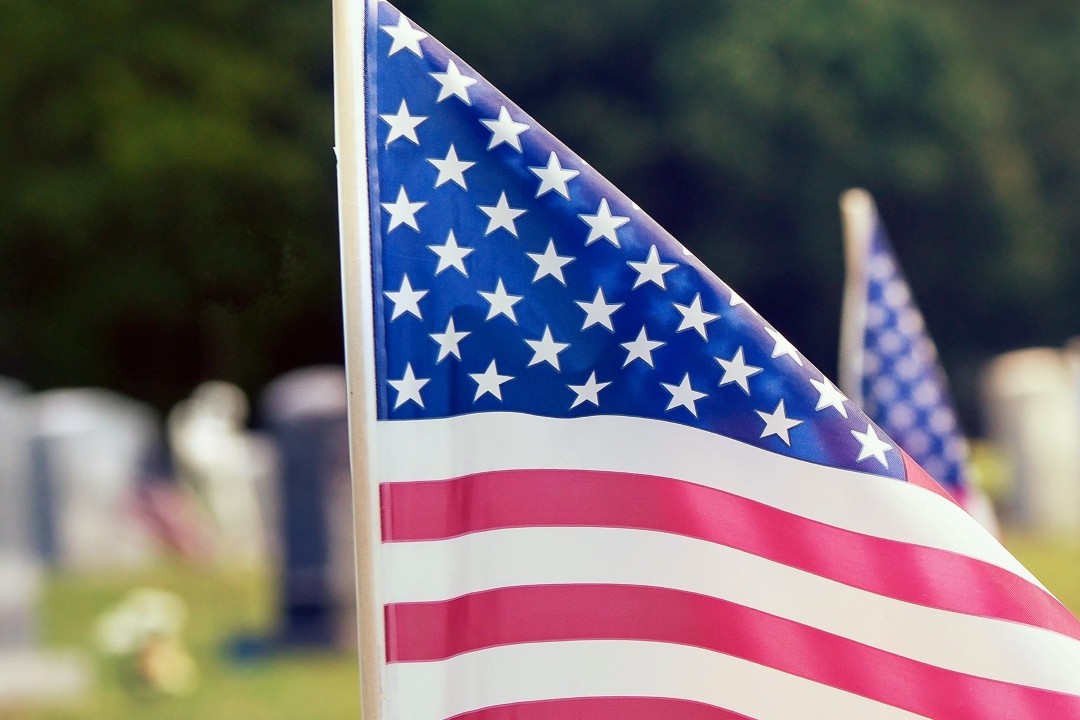 American flags at gravesites