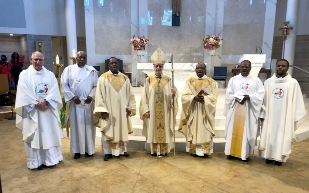Bishop Lorenzo and concelebrants at Jubilee Mass for Haitian Apostolate