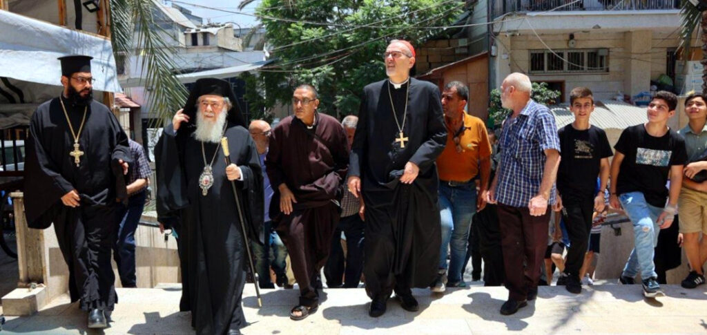 patriarchs walk thru gaza streets