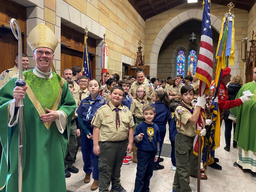 Auxiliary Bishop Gregory Studerus presiding at a 2023 Mass at St. Stephen's Parish in Kearny.