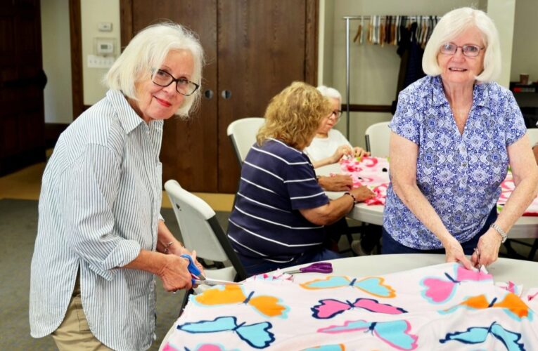 Sights & Sounds: Making baby blankets to honor Saint Phoebe