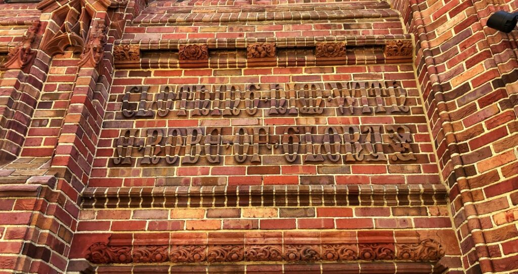An example of the church's handcrafted brickwork