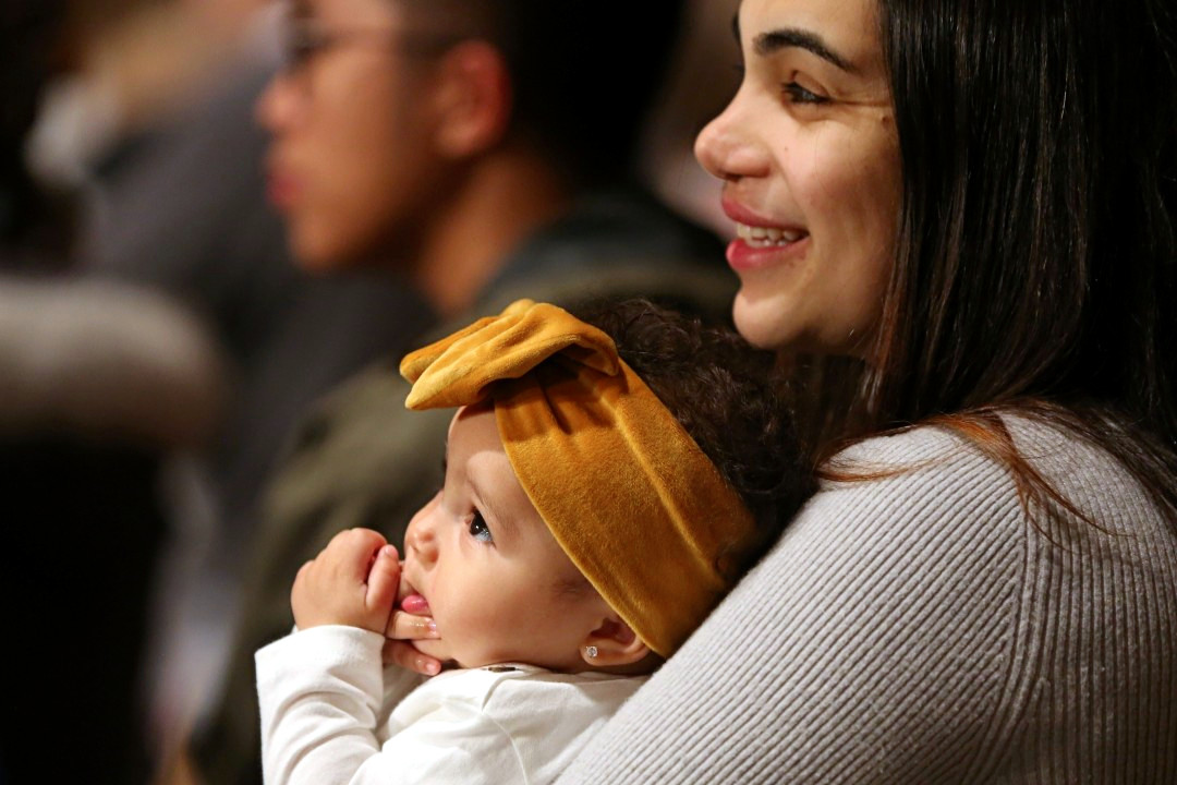 Mom and baby at pro-life prayer vigil