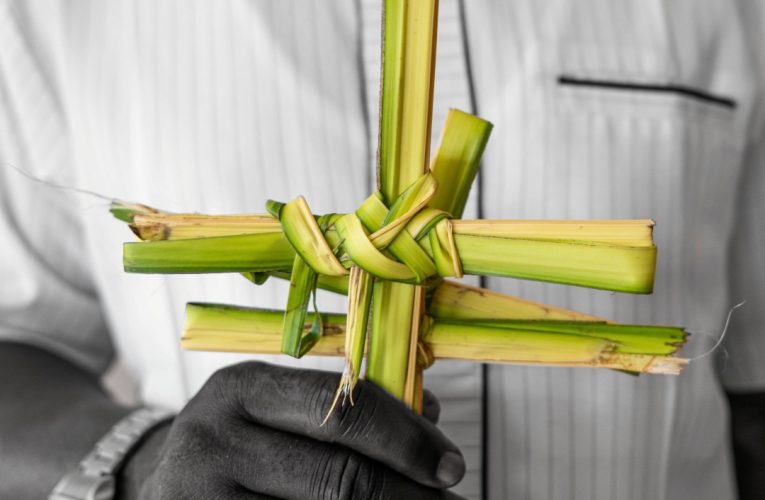 Palm Sunday cross made of palms