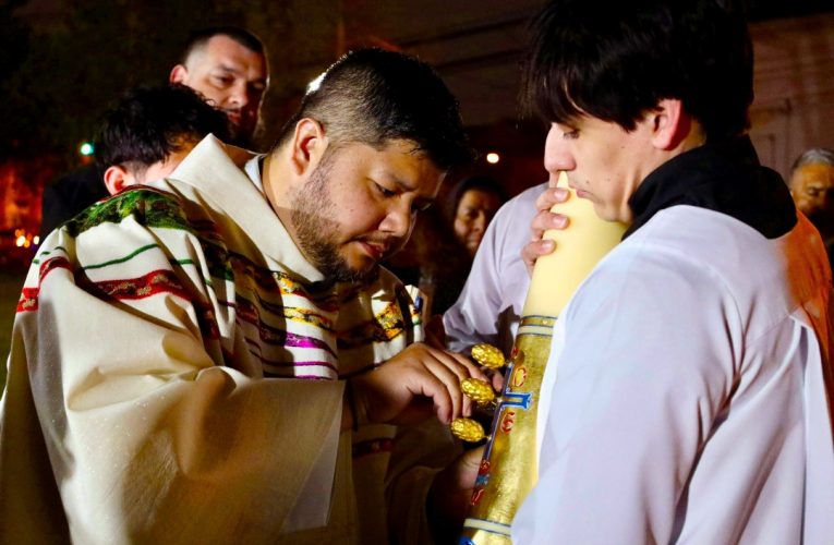 EMP - Immaculate Heart Mary Easter Candle prepared