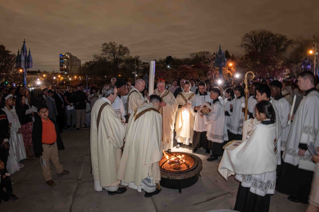 EV26 - Paschal candle lit outside cathdral