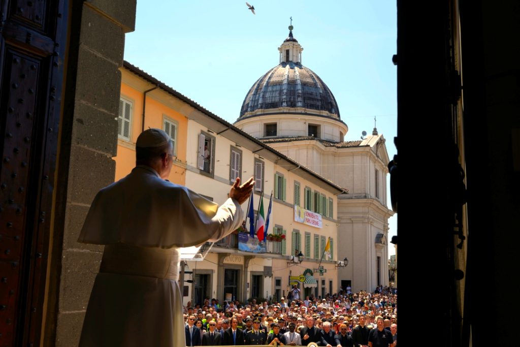 Castel Gandolfo Angelus Pope Leo from behind