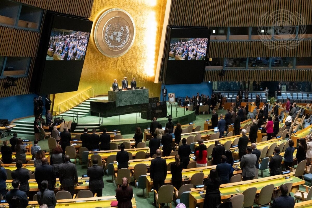 United Nations General Assembly stands in memory Pope Francis