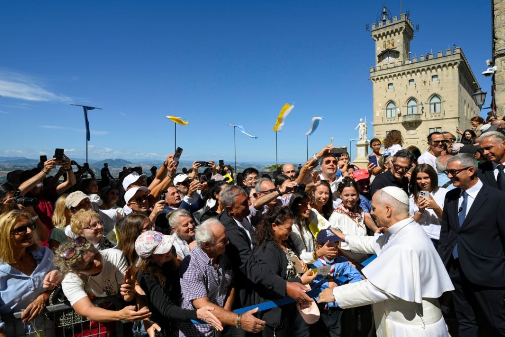 Pope Leo greets crowds in San Marino