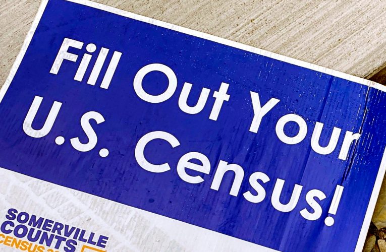 US Census Sign in street